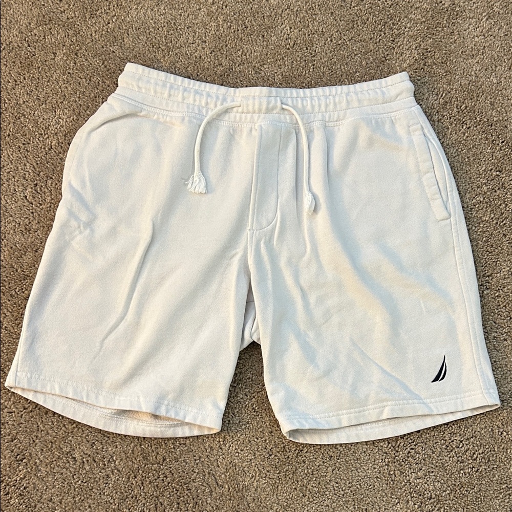 Nautica Mens M White Fleece Shorts